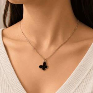 Black Butterfly Pendant Necklace