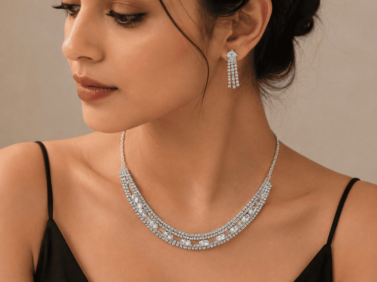Crystal Fringe Choker Set