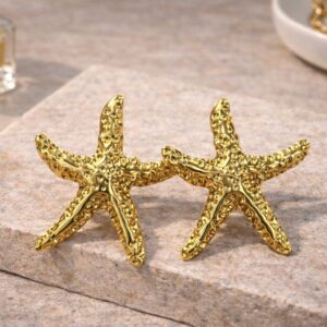 Gold Starfish Stud Earrings