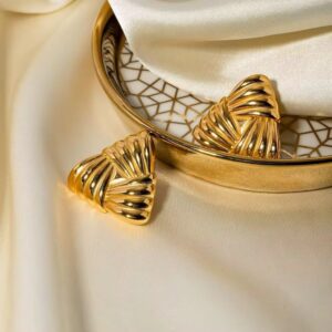 Textured Gold Shell Stud Earrings