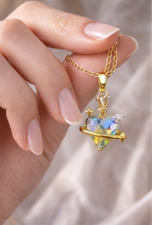 Celestial Heart Crystal Pendant Necklace