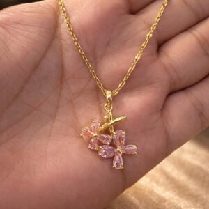 Pink Blossom Crystal Pendant Necklace