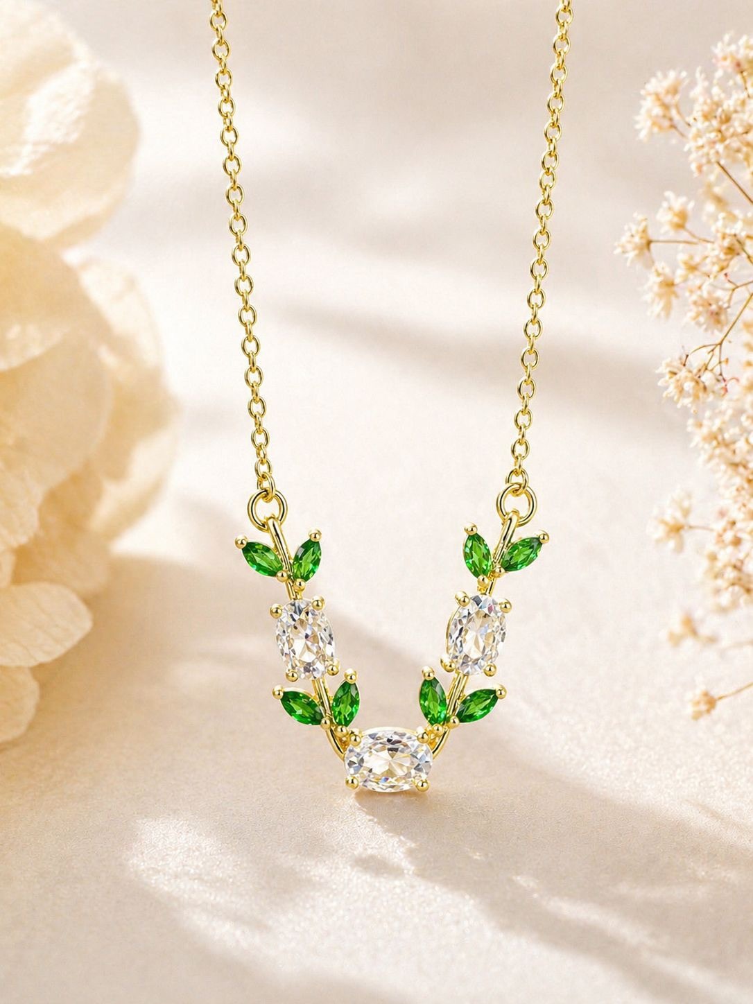 Emerald Tulip Pendant Necklace
