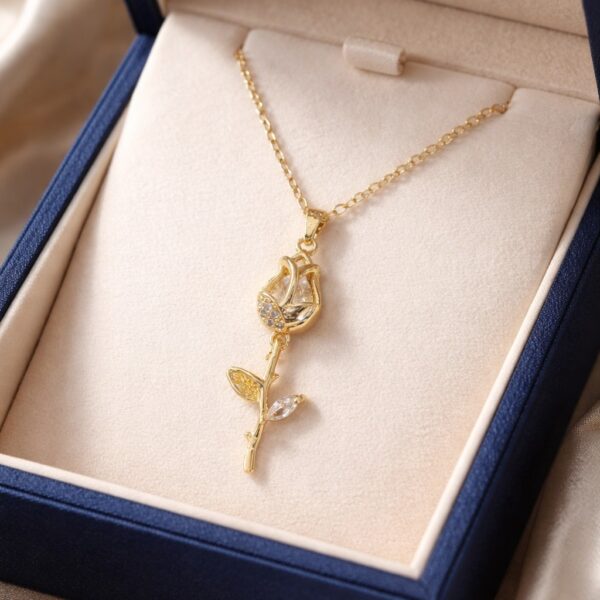 Gold Rose Pendant Necklace