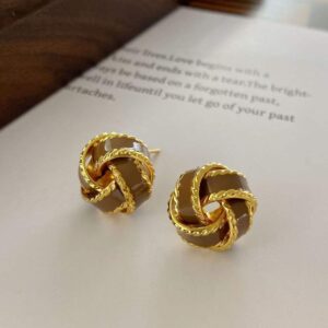 Vintage Brown Knot Stud Earrings