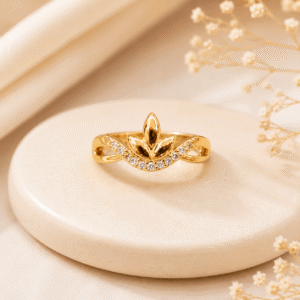 Gilded Lotus Crown Ring