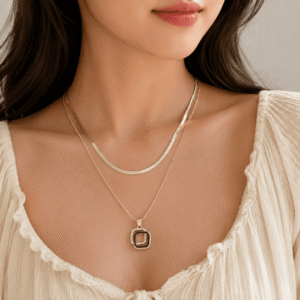 Midnight Square Layered Necklace
