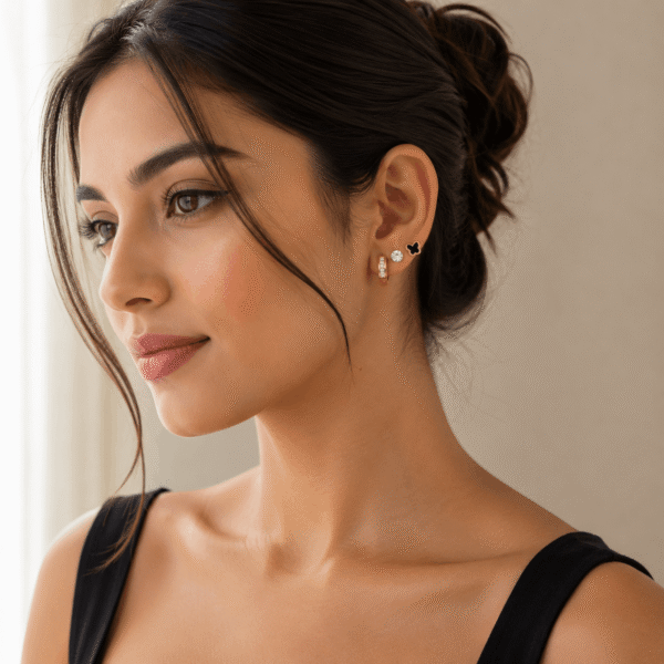 Butterfly & Crystal Multi Stud Earring Set