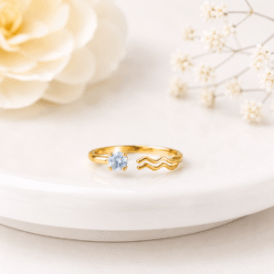 Adjustable Wave Blue Stone Ring