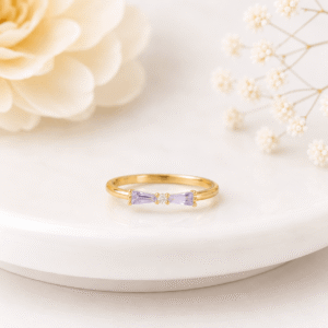 Adjustable Lavender Crystal Ring