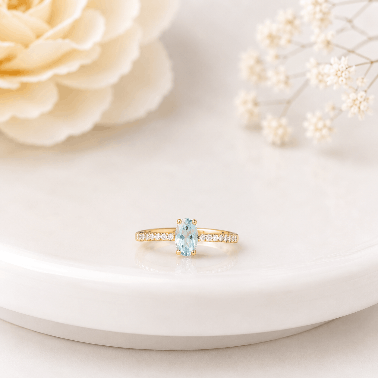 Adjustable Blue Oval Stone Ring