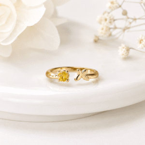 Adjustable Yellow Butterfly Ring