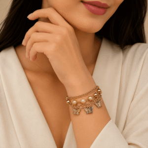 Butterfly Pearl Layer Bracelet