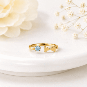 Adjustable Bow Crystal Ring