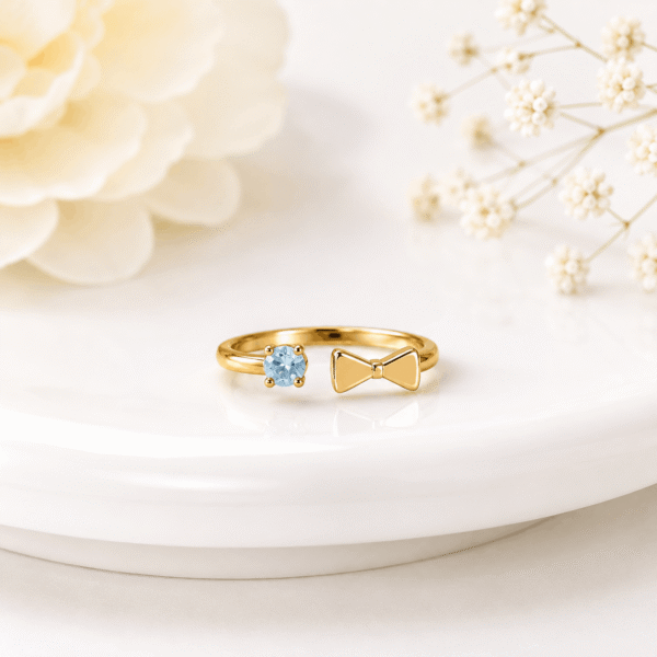 Adjustable Bow Crystal Ring