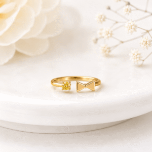 Adjustable Yellow Bow Ring