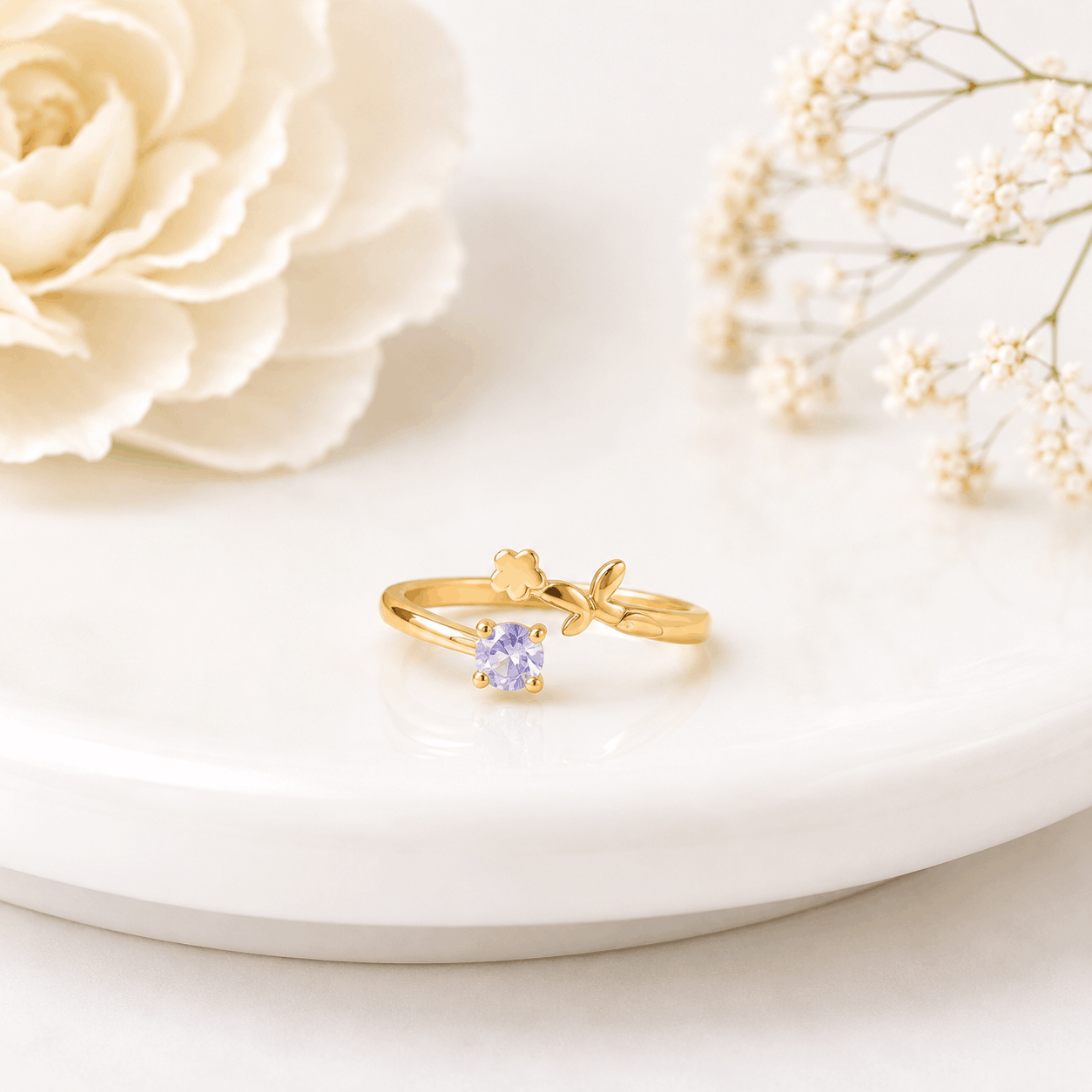 Adjustable Heart Crystal Ring